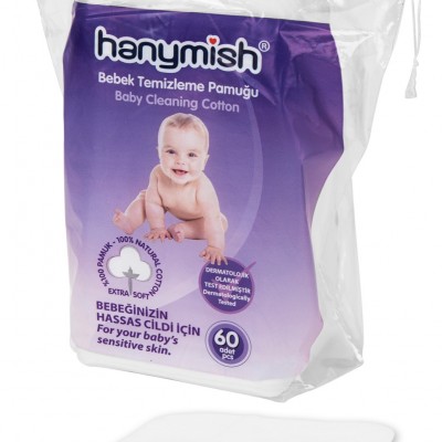HANNYMİSH BEBEK TEMİZLEME PAMUĞU 60'LI