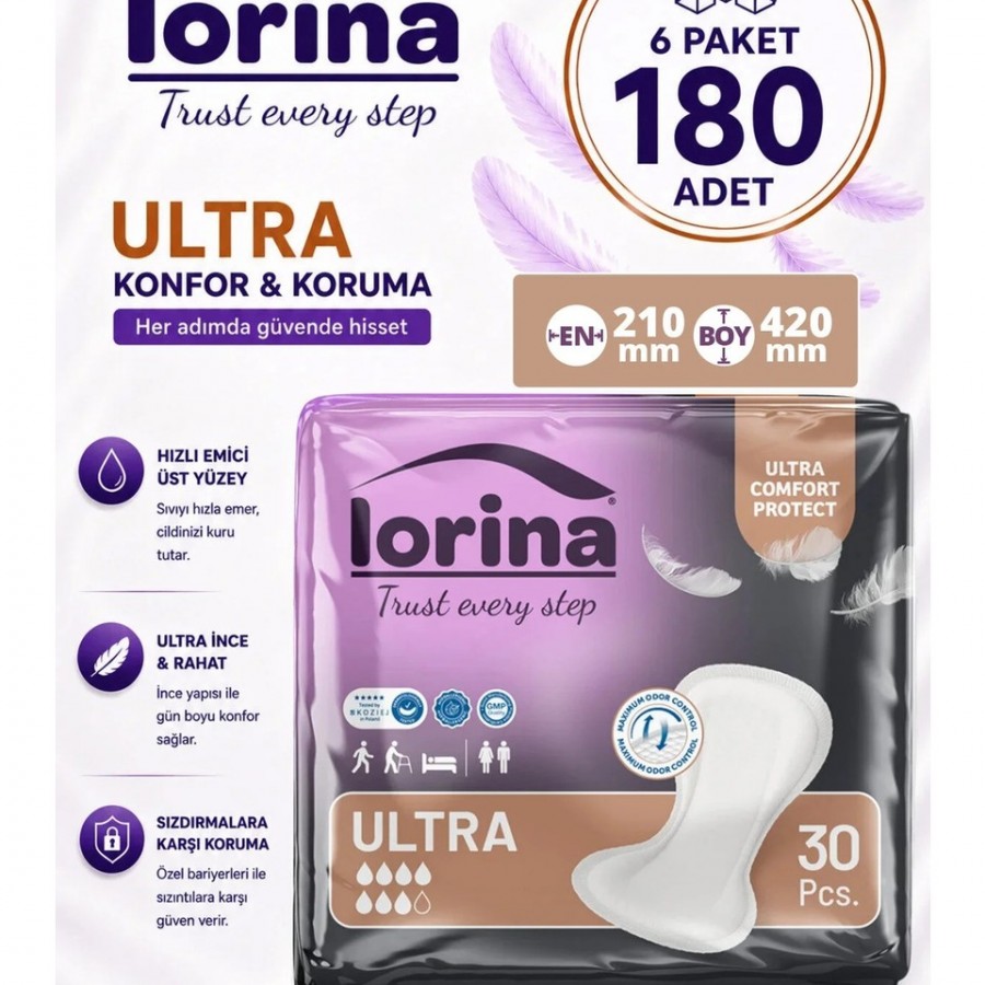Lorina Ultra Mesane Pedi 7 damla 30’lu 6 Paket (180 adet)