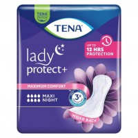 Tena Lady Maxi Night, Kadın Gece Mesane Pedi, 8 Damla, 12'li 6 Paket 72 Adet