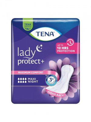 Tena Lady Maxi Night, Kadın Gece Mesane Pedi, 8 Damla, 12'li 6 Paket 72 Adet