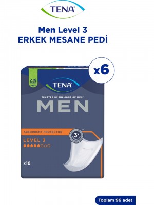 Tena MEN Emici Koruma Level 3 - 5 Damla – 16’lı 6 Paket (96 Adet)